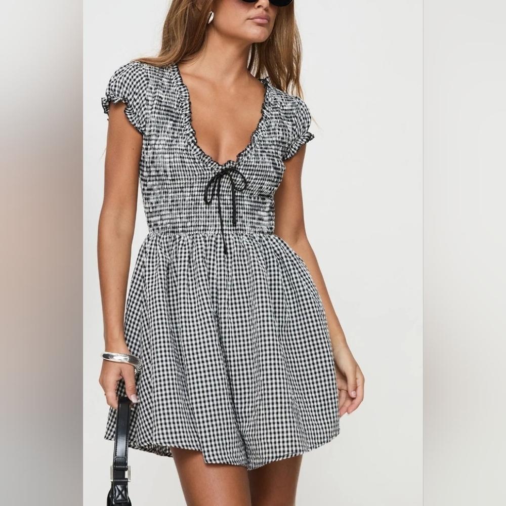 Black and White Gingham Romper
